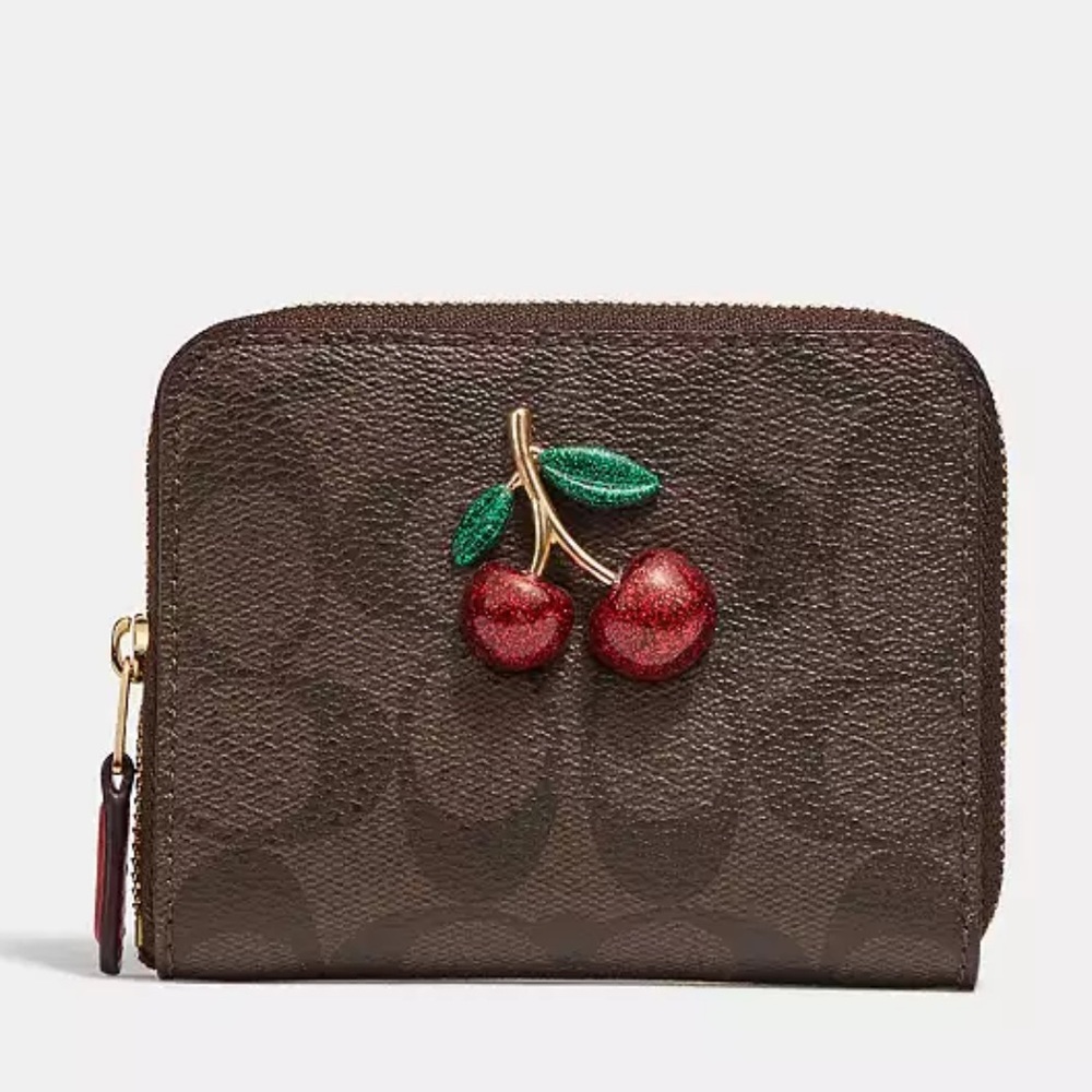 Coach Brown Cherry Embellished Wallet